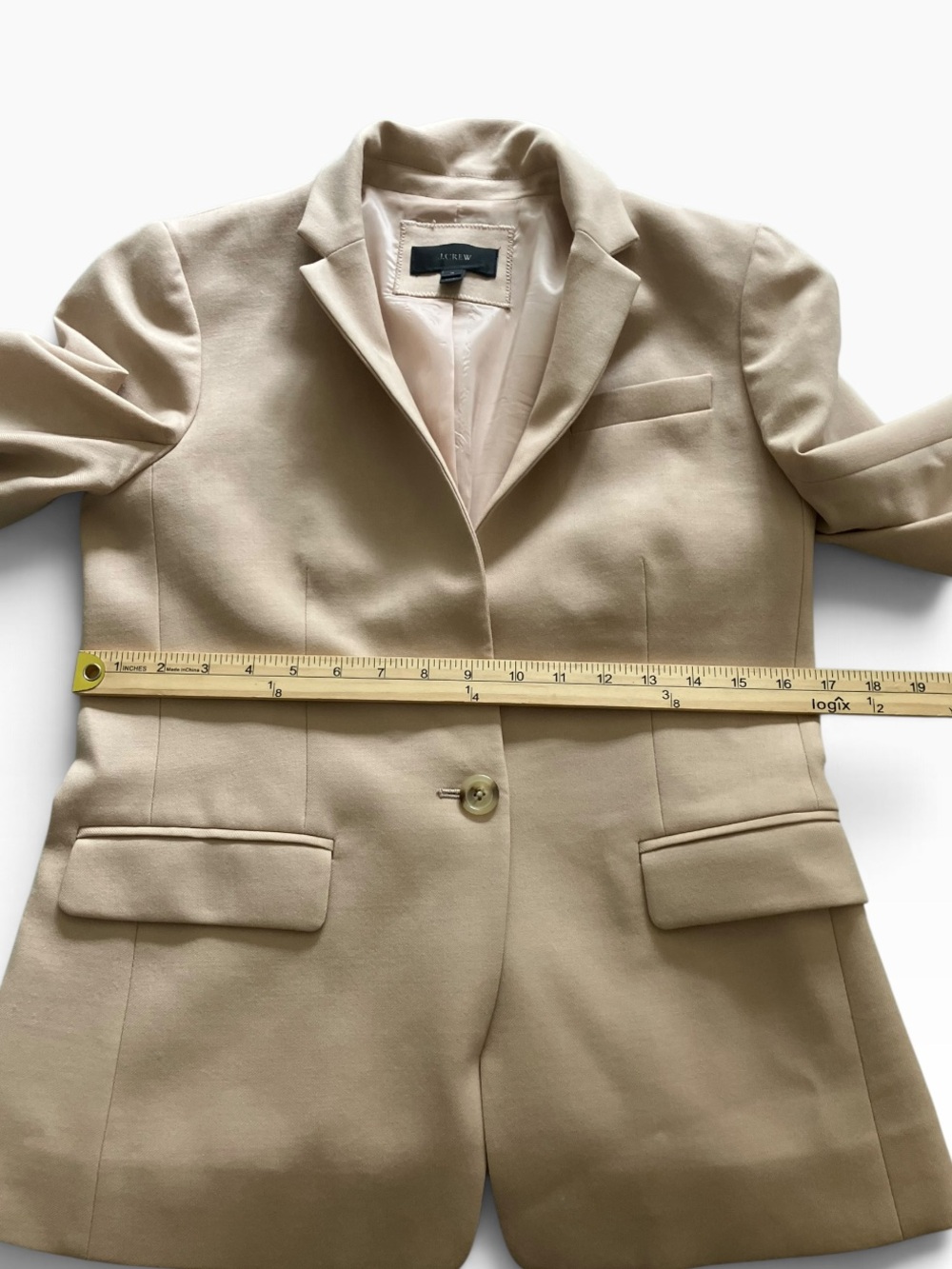 J. Crew Women’s Wool Blazer Beige Tan One Button Suit Jacket Size 4 - Picture 10 of 13
